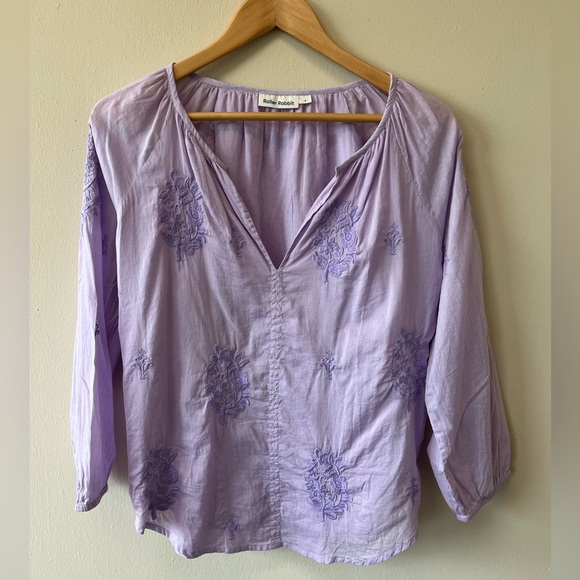 Roller Rabbit Lilac Purple embroidered lightweight top - Picture 2 of 10